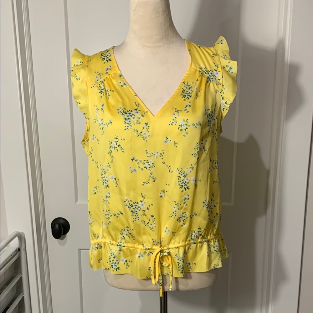 Banana Republic Yellow Ruffled Tie Front Blouse